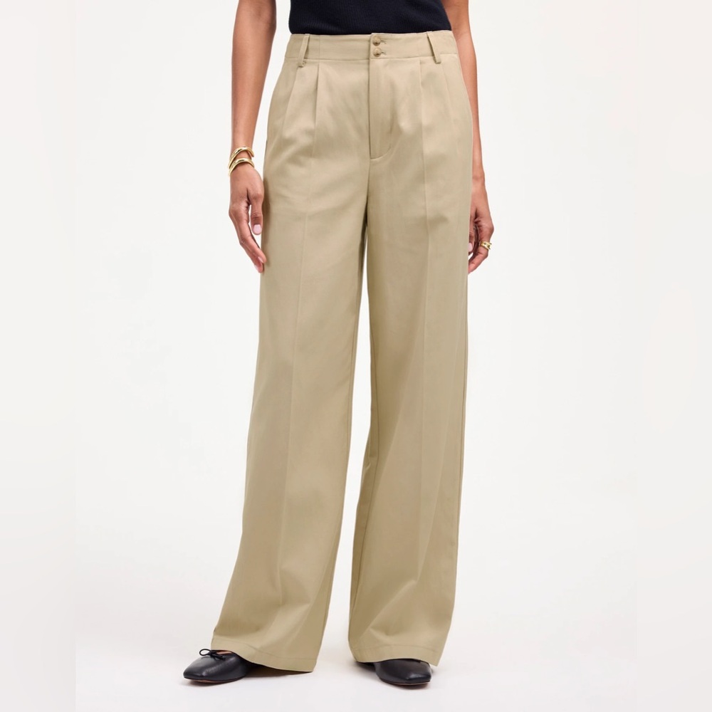 Madewell Harlow Wide-Leg Pant in Drapey Twill in Vintage Khaki Sz 2